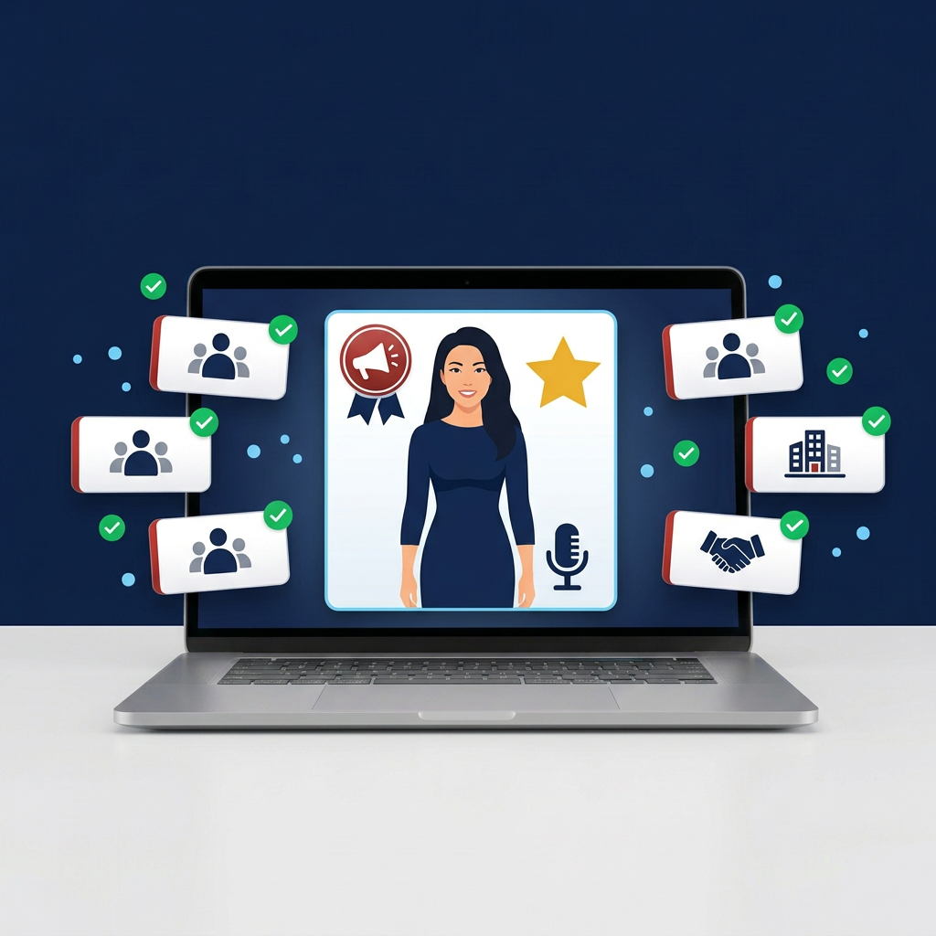 A featured expert profile with people and organizations connecting
